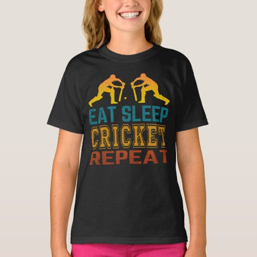 T-shirt Manger Dormir Cricket Répéter (Devant)