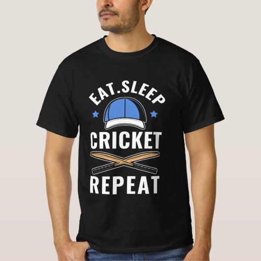 T-shirt Manger Dormir Cricket Répéter (Devant)
