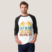 T-shirt Manger Dormir Cricket Répéter (Devant entier)