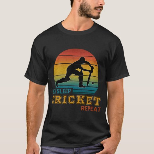 T-shirt Manger Dormir Cricket Répéter (Devant)