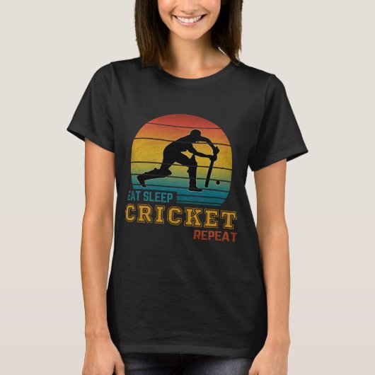 T-shirt Manger Dormir Cricket Répéter (Devant)