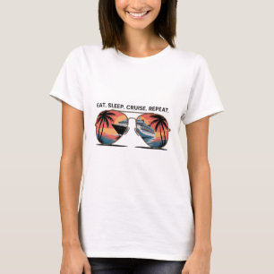T-shirt Manger Dormir Croisière Répéter Vacances Bateau Oc