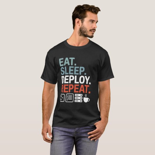 T-shirt Manger Dormir Déployer Répéter Drôle DevOps Codage (Devant entier)