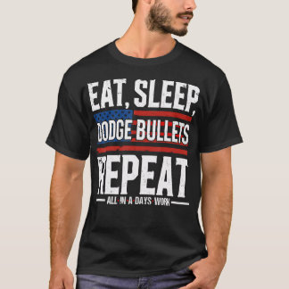 T-shirt Manger Dormir Esquiver Les Balle Répéter Police Mi