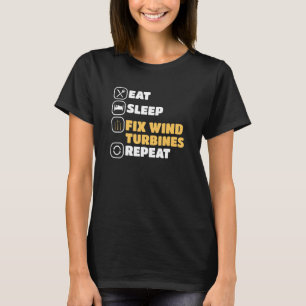 T-shirt Manger Dormir Fixer Vent Turbine Technicien Windmi