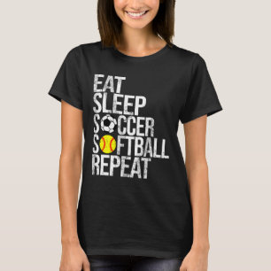 T-shirt Manger Dormir Football Doucement Répéter Drôle Ll