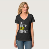 T-shirt Manger Dormir Glisser Répéter Cricket (Devant entier)