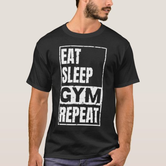 T-shirt manger dormir gym répéter (Devant)