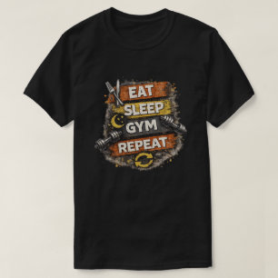 T-shirt Manger Dormir Gym Répéter Graphique Vintage Fitnes