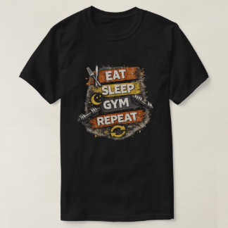 T-shirt Manger Dormir Gym Répéter Graphique Vintage Fitnes