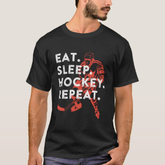 T-shirt Manger Dormir Hockey Répéter