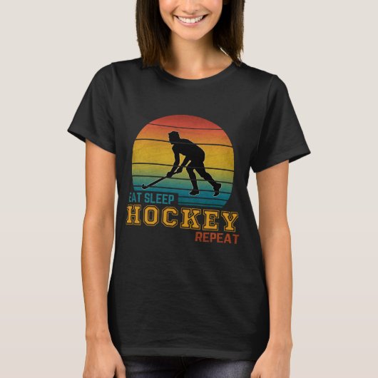 T-shirt Manger Dormir Hockey Répéter (Devant)