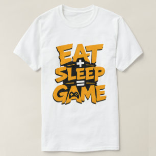 T-shirt Manger Dormir Jeu Orange Grunge Citation Joueur