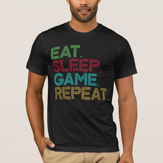 T-shirt Manger Dormir Jeu Répéter Drôle (Devant)