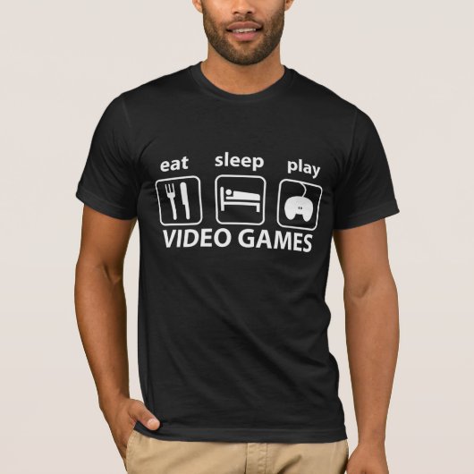T-SHIRT MANGER DORMIR JOUER AUX JEUX VIDÉO ILS (Devant)