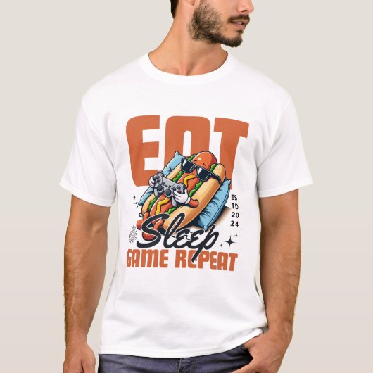 T-shirt Manger, dormir, jouer, répéter (Devant)