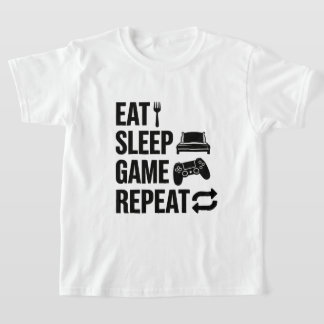 T-shirt Manger Dormir Jouer Répéter Jeux vidéo