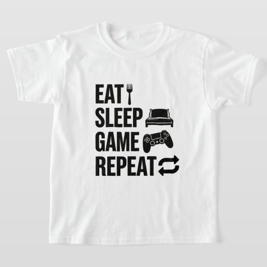 T-shirt Manger Dormir Jouer Répéter Jeux vidéo (Poser)