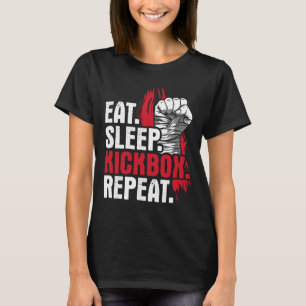 T-shirt Manger Dormir Kickbox Répéter - Arts Martiaux Kick