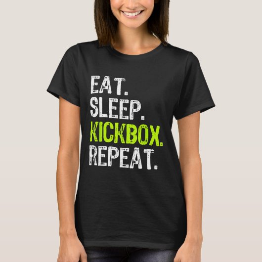 T-shirt Manger Dormir Kickbox Répéter Kickboxing Kick Boxi (Devant)