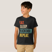 T-shirt Manger Dormir Kickbox Répéter Rétro Kickboxing Box (Devant entier)
