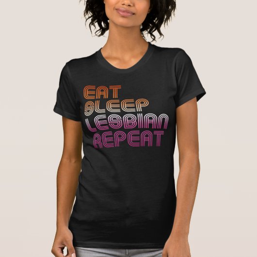 T-SHIRT MANGER DORMIR LESBIENNE RÉPÉTER DESIGN RÉTRO (Devant)