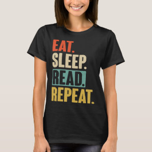 T-shirt Manger Dormir Lire Répéter Livres de Lecture Vin