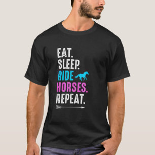 T-shirt Manger Dormir Monter à Cheval Répéter Équestre Agr