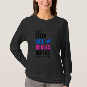 T-shirt Manger Dormir Monter Chevaux Répéter Équestre Ferm