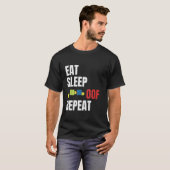 T-shirt Manger Dormir Oof Répéter Drôle de Mème Idée Cadea (Devant entier)