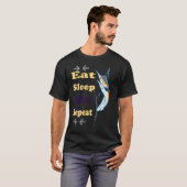 T-shirt Manger Dormir Pêche Répéter Conception de Badge de (Devant entier)