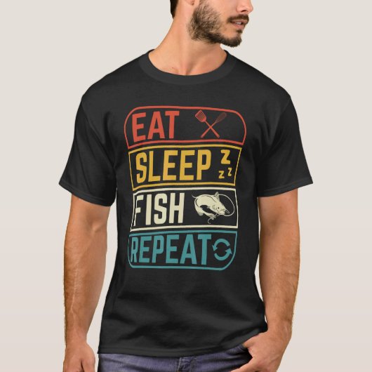 T-shirt Manger dormir pêche répéter Conception pour les pê (Devant)