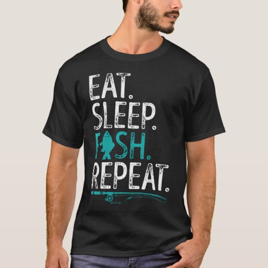 T-shirt Manger Dormir Pêche Répéter Garçons de pêche (Devant)