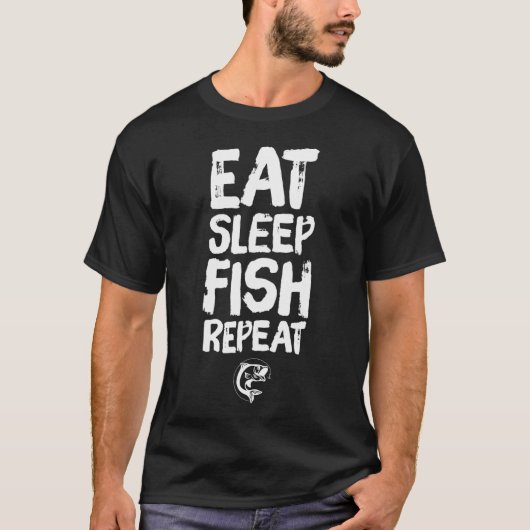 T-shirt Manger dormir pêcher répéter - pêche drôle (Devant)