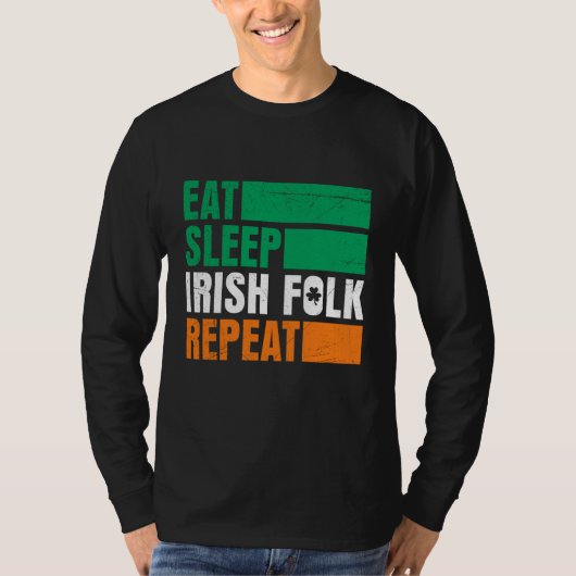 T-shirt Manger Dormir Pli Irish Répéter St Patrick's Day (Devant)