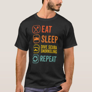 T-shirt Manger Dormir Plongée Répéter Plongeur en Scaphand