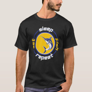 T-shirt Manger Dormir Poisson Répéter Aller Pêcher Le Temp