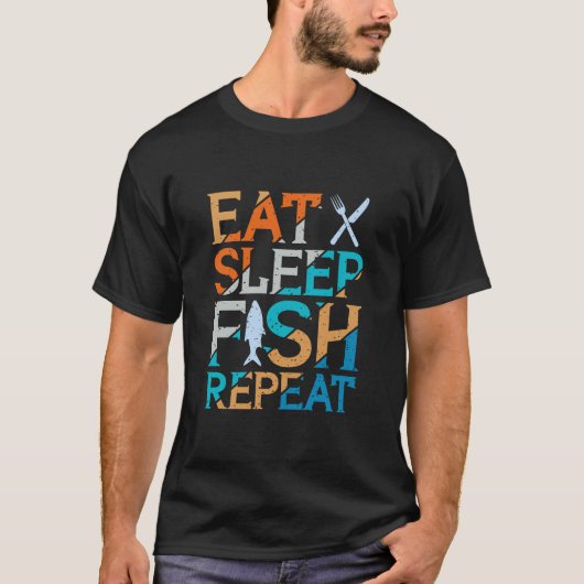 T-shirt Manger, Dormir, Poisson, Répéter Basse Pêche T-Shi (Devant)