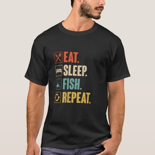 T-shirt Manger Dormir Poisson Répéter Drôle De Pêche Pêche (Devant)