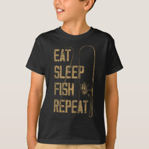 T-shirt Manger Dormir Poisson Répéter Idée Cadeau Amateur