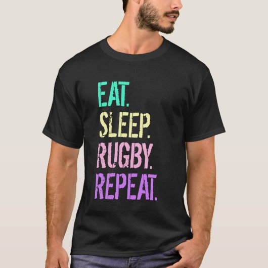 T-shirt Manger Dormir Rugby Répéter (Devant)