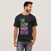 T-shirt Manger Dormir Rugby Répéter (Devant entier)