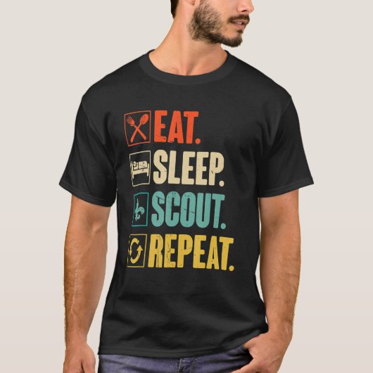 T-shirt Manger Dormir Scout Répéter Scoutisme (Devant)