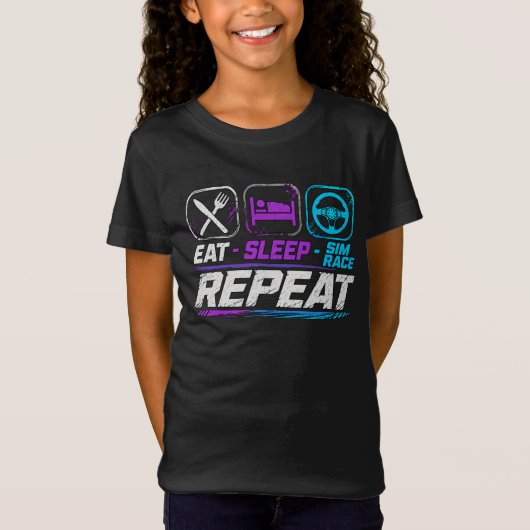 T-Shirt Manger dormir sim course répéter pour les fans de (Devant)