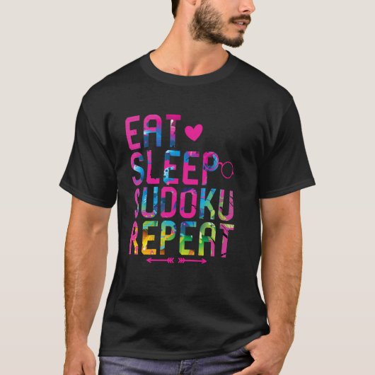 T-shirt Manger Dormir Sudoku Répéter Drôle Motivation Puzz (Devant)