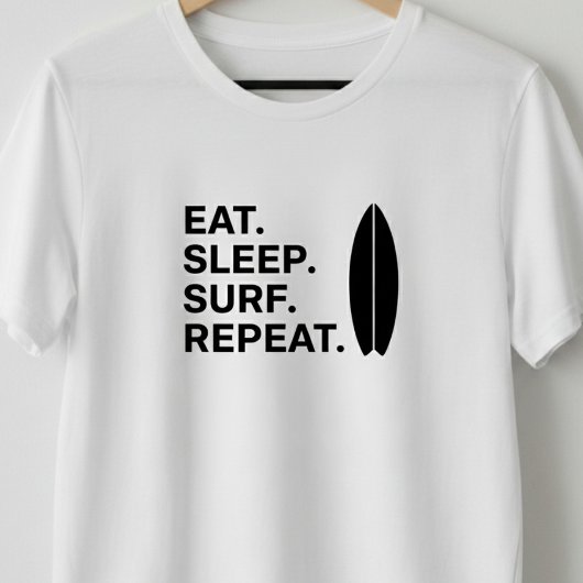 T-shirt Manger Dormir Surfer Répéter Citations de surf drô