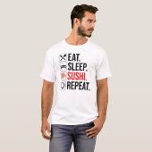 T-shirt Manger. Dormir. Sushi. Répéter (Devant entier)