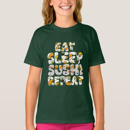 T-shirt manger dormir sushi répéter design (Devant)