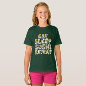 T-shirt manger dormir sushi répéter design (Devant entier)
