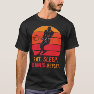 T-shirt Manger Dormir Tennis Répéter Coucher de Soleil Rét